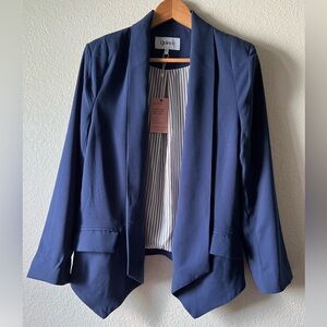 Quince Women’s Crepe Jacket Navy Long Sleeve Striped Lined- Small New with tag